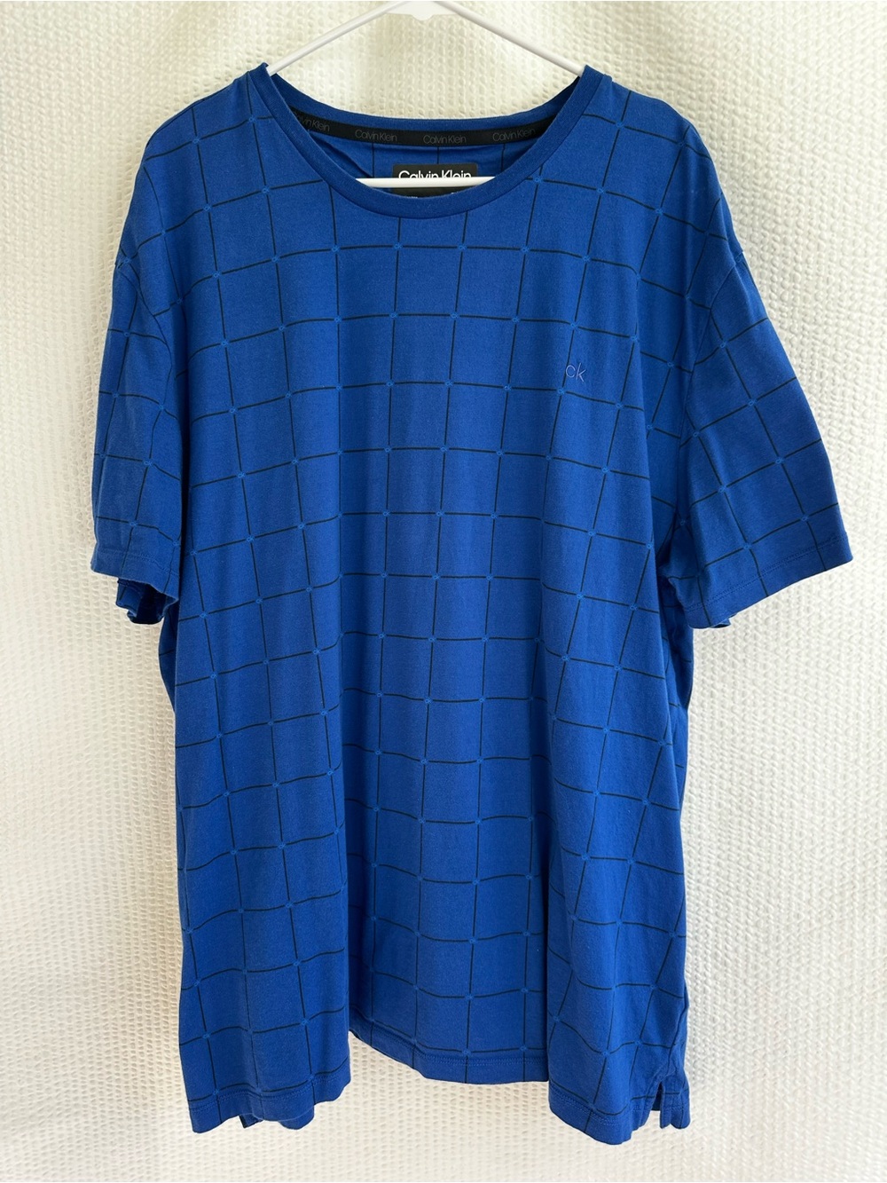 CALVIN KLEIN Men’s Blue Crew Neck Short Sleeve Cotton T-Shirt Tee XXL Casual
